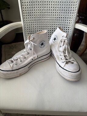 Converse High-Top Sneakers in White with Black Trim